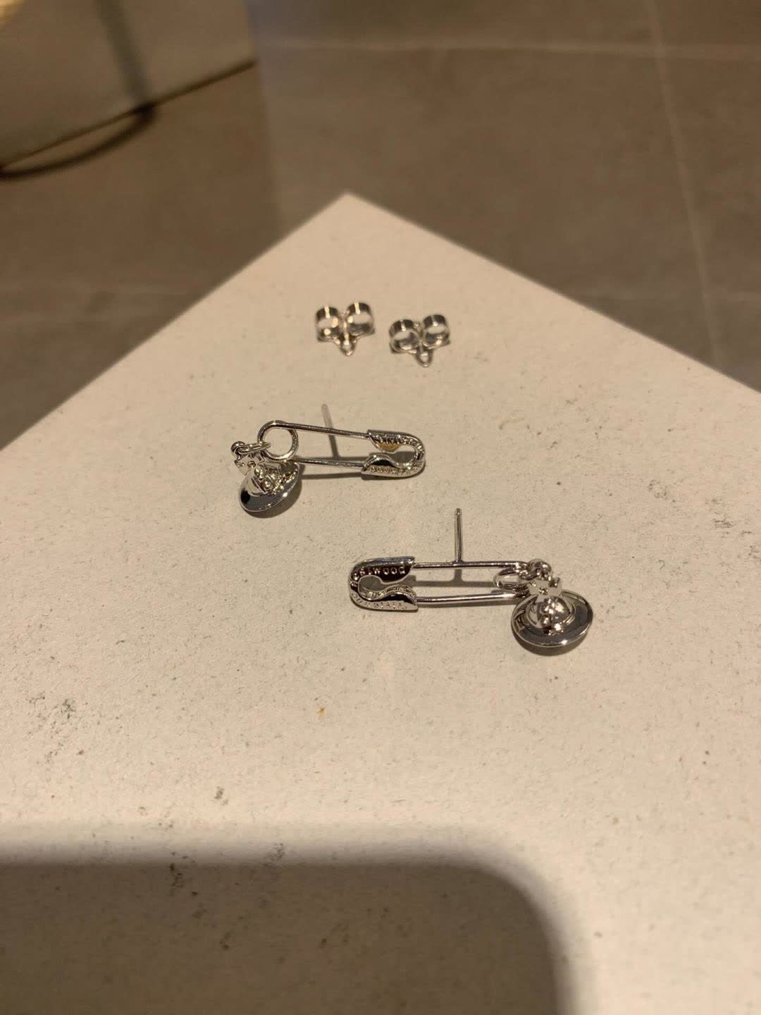Vivienne Westwood Silver Safety Pin Earrings